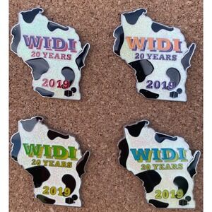 WIDI 20 Years 2019 Wisconsin Enamel Pin Set Cow Print Glitter Collectible